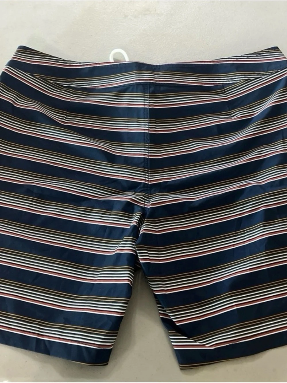 Men's Navy Striped Swim Trunks with Drawstring Size 40